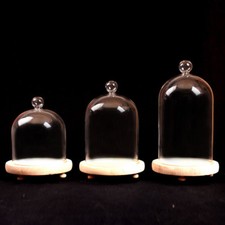 Small/Large Glass Display Bell Dome Cloche With Base Gift Jar Centerpiece Stands