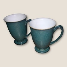 Denby Greenwich 2x Footed Tapered Mugs Hardly Used 1st Quality Discontinued