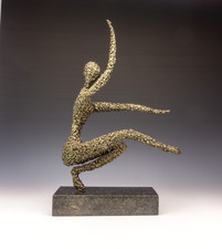 Vintage Large Textured Bronze - Dancing Lady Sculpture