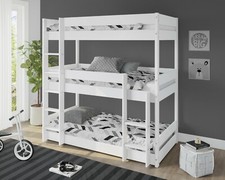 Triple Bunk Bed High Sleeper Kids Wooden Bed Frame 3FT Single Children's Bedroom