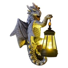 Solar-Powered Dragon Garden Statue with LED Lantern - Patio Balcony Decor