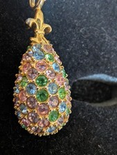 Joan Rivers Crystal Swarvoski Pave set Crystal Faberge Egg Pendant Necklace