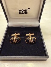 Montblanc - Gold Plated & Black Onyx Cufflinks in Original Box