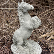 Garden prancing horse statue Concrete stallion sculpture Stone animal figurine