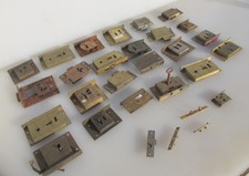 Antique Brass Cabinet Lever Locks Catch Cupboard Chest Drawer Old NO KEYS - LOT