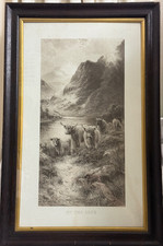 Ernest Walbourn (1872 -1927) Vintage Print Highland Cattle, Scotland - 79.5cm H