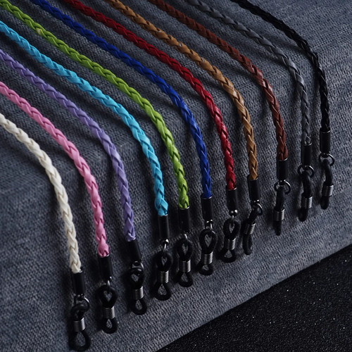 Leather woven glasses chain - woven,