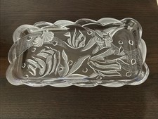 Vintage SOGA Glass Collection OCEAN Oblong 14”Serving Plate W/Box JAPAN