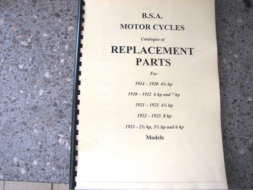 Bsa parts book - book, for
