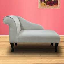 Cream Velvet Chaise Longue Luxury Small Sofa Accent Chair Handmade British