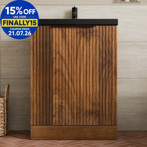 Fluted 600mm bathroom vanity - fluted,