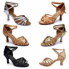 Womens Ladies Girls Ballroom Tango Latin Dance Shoes 5cm/7cm Heeled Comfy Heels