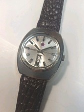 RADO Voyager 11814 Automatic Vintage Watch Day Date @6 Runs Well Leather Strap 