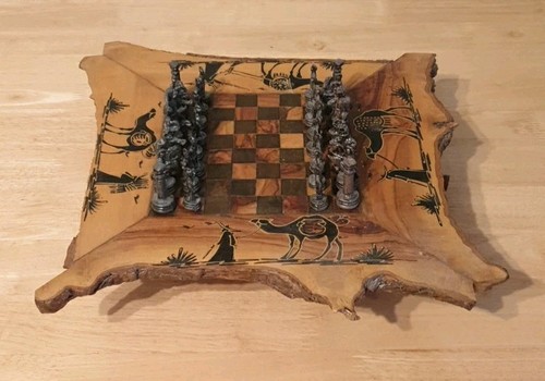 Vintage egyptian wooden chess - wooden,