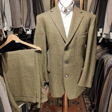 Vintage Mens 48R 42R Tweed Check Magee Harris Style 2 Piece Suit Jacket Trousers