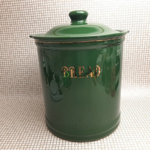 Large vintage green bread bin - large,