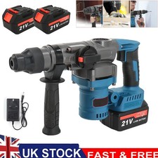 2 Batteries 21V Cordless Drill Brushless SDS Rotary Electric Impact Hammer Tool
