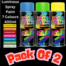 Fluorescent Spray Paint Flou Deco Color 400ml Visible Neon Bright Glow Luminous