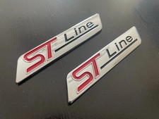 2 pcs ST Line Wing Side Badge Chrome Silver & Red Kuga Puma Fiesta Car