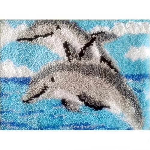 Dolphin mat latch hook rug - hook,