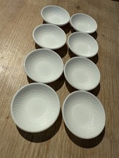 Wedgwood Arris Preserve Dish Set Of 8 English Bone China White Honeycomb Pattern