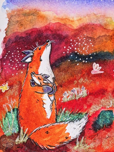 Original autumn fox - original,