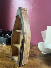 Vintage Rustic Wood Canoe Boat Wall Book Shelf Nautical Cabin Decor Bookcase