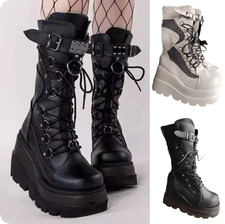 Womens Platform Boots Buckle