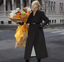 Zara ZW Collection Belted Wool Coat Khaki Dark Green Size S 3811/241 New