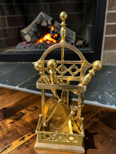 Victorian polished brass - polished, fire