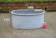 vintage old galvanized bath metal bath tub dog washing - 74.5 cm - FREE DELIVERY