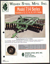 Wishek Model 714 Series and Model 842-T Series Disc Harrows Brochure Leaflet