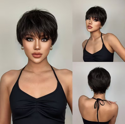 Short pixie cut natural - short, black