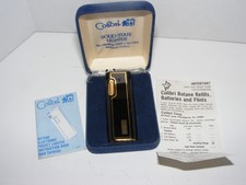 Vintage Black Lacquer Colibri Solid State Lighter in Original Box Whisper Action