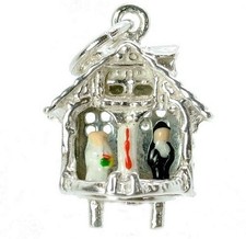 STERLING SILVER  MOVABLE ENAMELLED WEDDING WEATHER HOUSE CHARM 