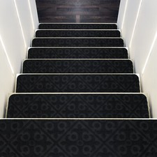 15 Pcs Slip Resistant Embossed Stair Mats Stair Treads Non-Slip Stairway Carpet