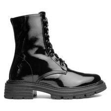 Heavenly Feet Womens Boots Black Ankle Lace Up Zip Faux Fur Lined Delilah SIZE