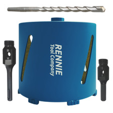 162mm x 150mm Diamond Core Drill Bit Set With SDS & Hex Adapter + Centre Drill