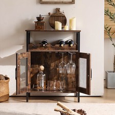 Industrial Wine Rack Cabinet Mini Drink Bar Bottle Glass Holder Display Cupboard