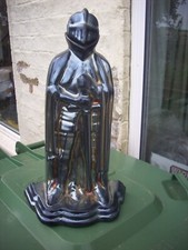 14" Tall Antique Cast Iron Iridescent Knight Coal Stove Fireplace 