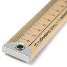 Wooden Metre Ruler / Stick Metric & Imperial Measurements Brass Ends Sew Easy