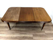 DINING TABLE Vintage Walnut Mahogany Extendable Leaf Fluted Legs FREE DELIVERY