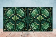 Art Deco Design Ceramic tiles -Set of 2 Art Deco Wall Decor Tiles, Art Deco tile