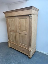 An Early Victorian Antique Pine 2 Door Knockdown Wardrobe to Wax/Paint
