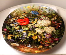 Furstenberg Collector Plate- 'By the Wayside' Floral ceramic- Beautiful 1989 GC