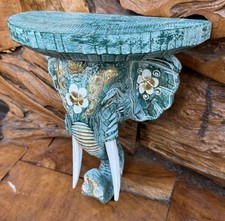Wood Elephant Head Wall Shelf