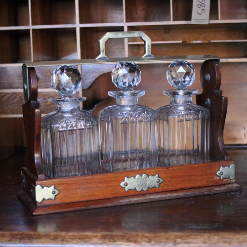 Antique mahogany bottle - mahogany,