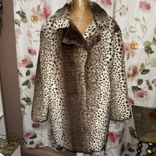 Leopard Print Faux Fur Stroller Coat Jacket Snap Front XXL Unbranded