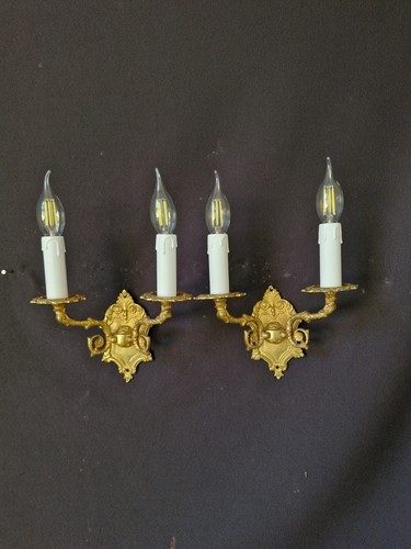 Pair vintage brass wall - vintage,