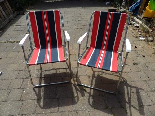 Pair retro deckchairs - pair, of